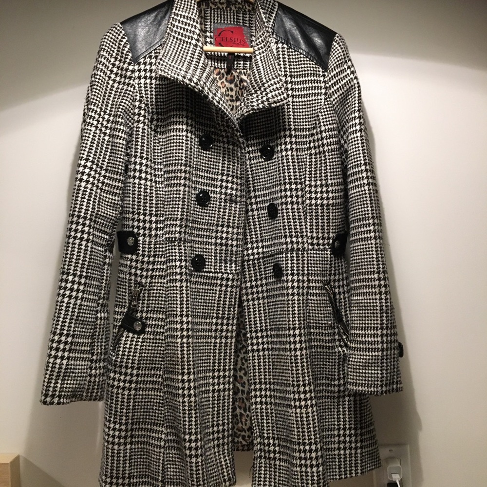 celsius premium herringbone plaid coat